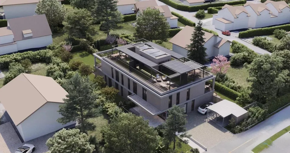 Appartement contemporain avec rooftop et jardin privé.