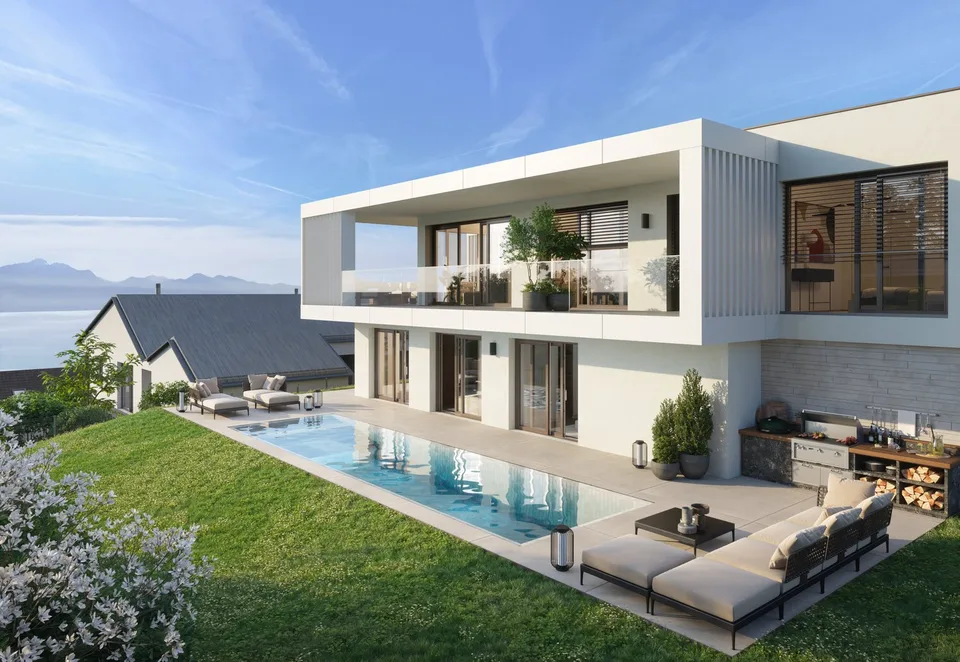 Villa moderna nuova con piscina e vista panoramica a Lutry