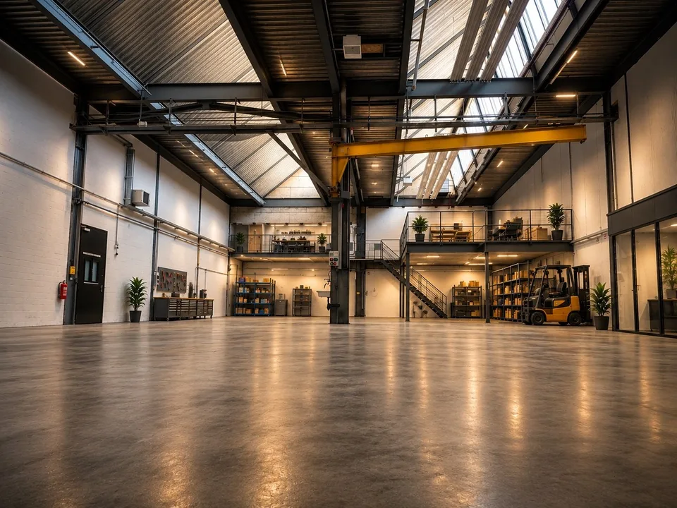 Geräumige Industriehalle zur Miete in Studen BE – 460 m² mit Parkplatzmöglichkeit