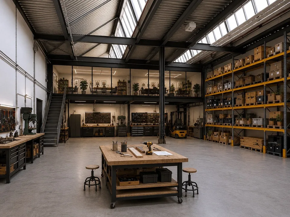 Ampia hall industriale in affitto a Studen BE – 460 m² con possibilità di parcheggio