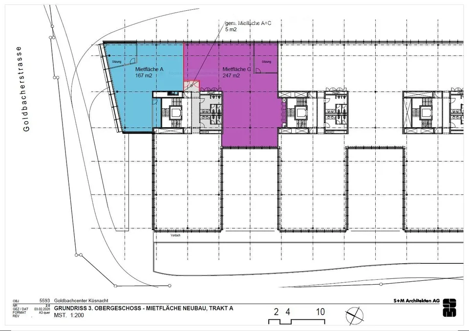 167 m2, 247 m2 ou 416 m2 ? Espaces de bureaux modernes, refroidis à l'eau de mer, au Goldbachcenter à Küsnacht