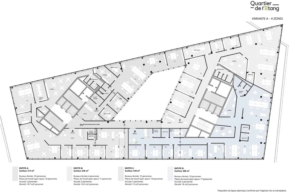 Büros der Extraklasse mit 468m² im Herzen des Quartiers de l'Étang