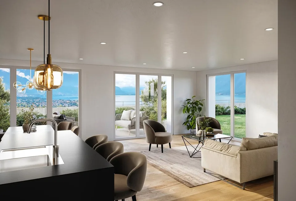 Schönes modernes Apartment mit Seeblick in Chardonne