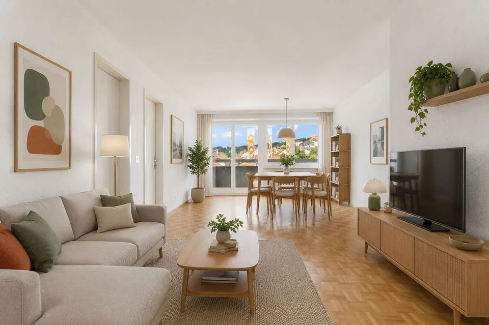 Appartement lumineux de 4.5 pièces au coeur de Tramelan, avec deux balcons et une vue dégagée