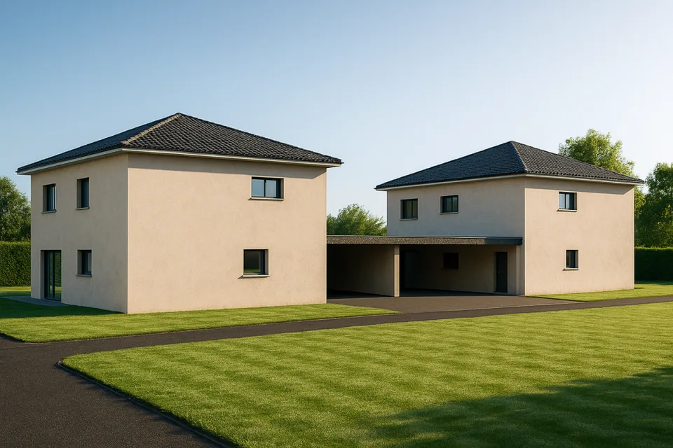 Neubau, Einfamilienhaus mit Doppelcarport an ruhiger Lage
