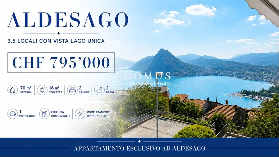 LUGANO, 3,5 con vista lago unica e piscina