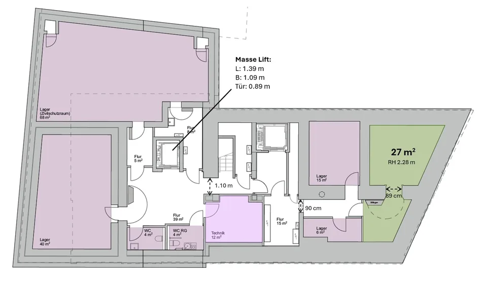 Practical storage space in a central location in Seefeld, Zurich