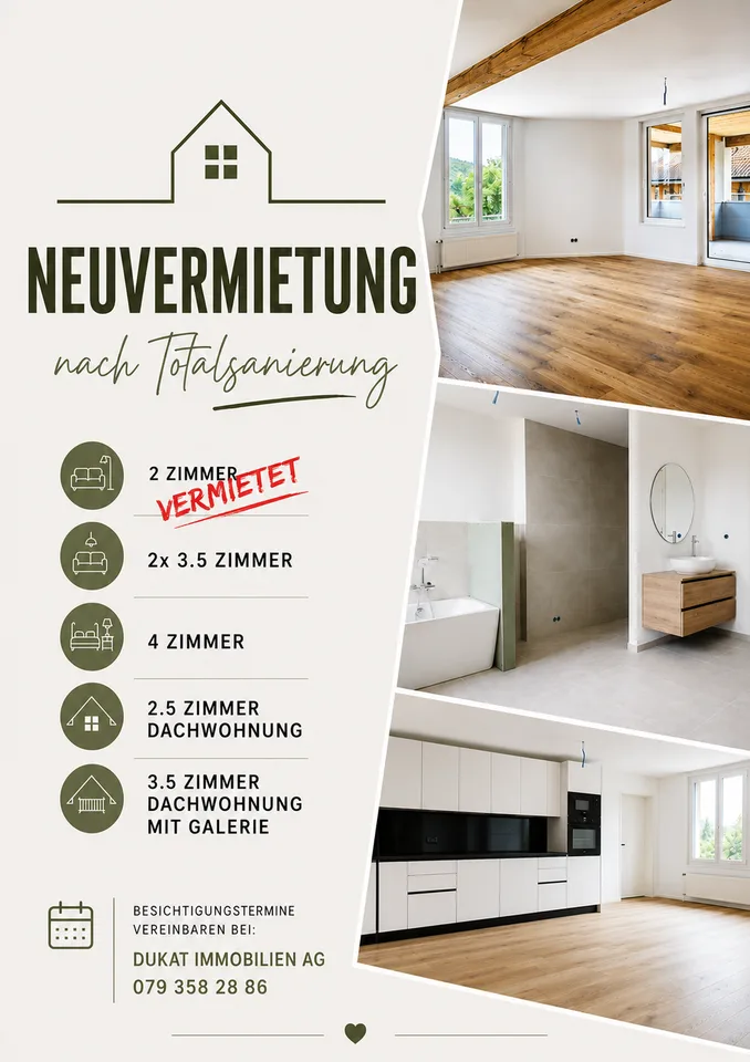 Erstvermietung nach Totalsanierung – Helle 3-Zimmer-Wohnung im Obergeschoss