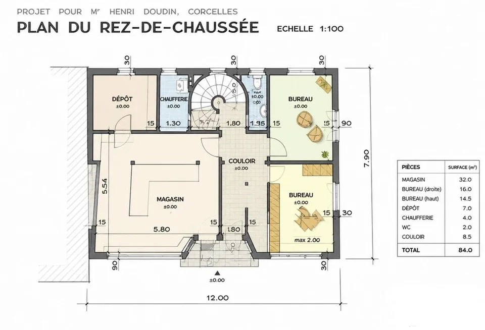 Gebäude mit 2 Wohnungen, einem Gewerberaum - 2 Schlafzimmern - 2 Parkplätzen und einer Garage/Terrasse im Zentrum des Dorfes – Foto 8 von 13