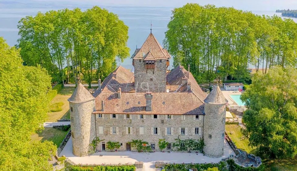 Castello eccezionale direttamente sul lago vicino a Ginevra
