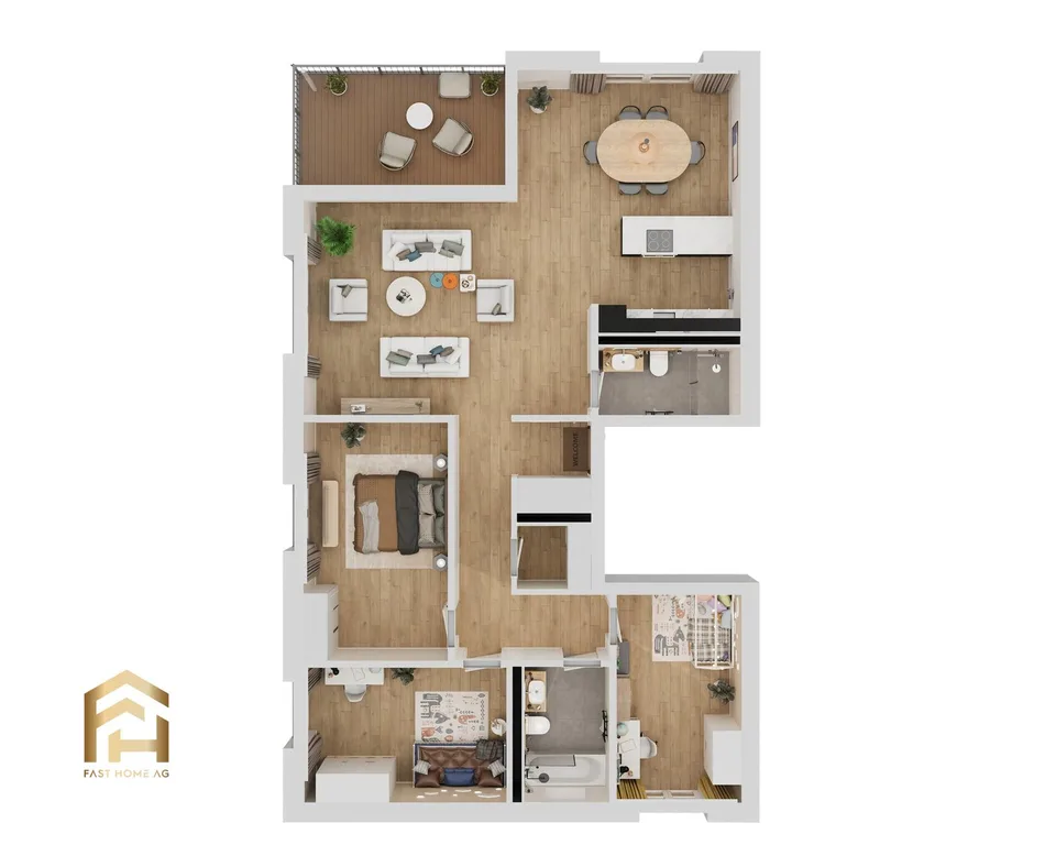 Geräumige 4.5 Zimmerwohnung im Erdgeschoss mit Gartenfläche