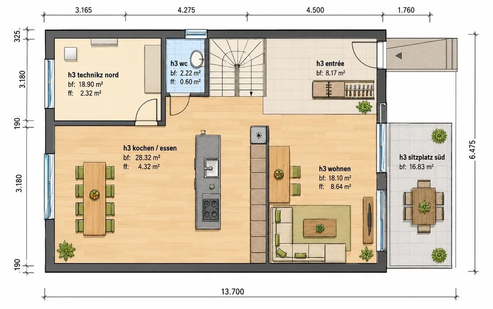 5.5-Zi.-Reihenmittelhaus mit Garten & Terrasse, Höchstetten