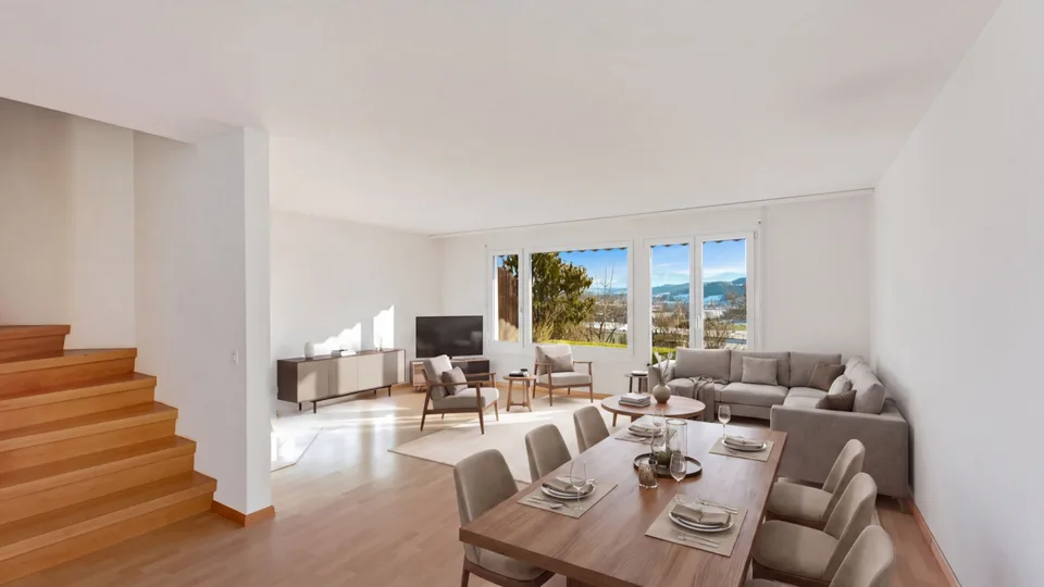 4.5-Zimmer-Reihen-Eckhaus mit grossem Garten und toller Aussicht