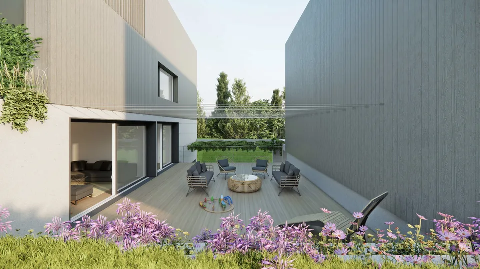 St-Aubin, à vendre, villa mitoyenne de 148 m2, terrain de 375 m2