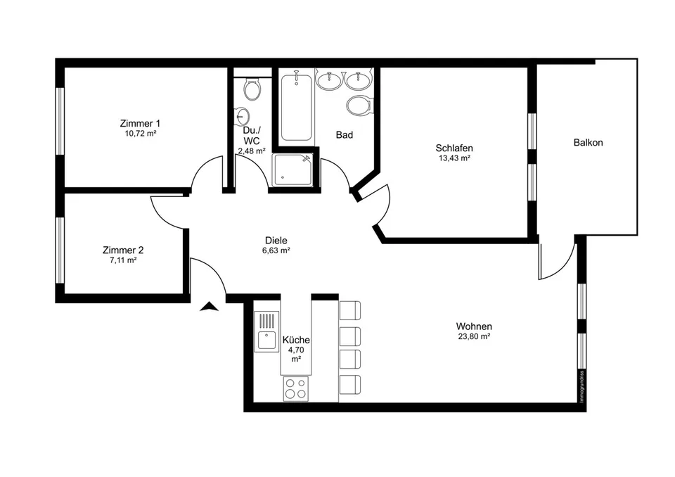 IMMORath.de - Appartement avec deux salles de bain et parking souterrain à Fribourg – photo 8 sur 11