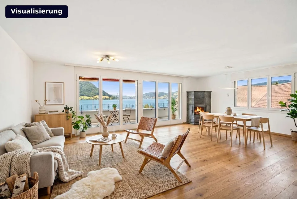 RESERVIERT: Logenplatz am Ägerisee: grandiose Seesicht und 129 m² Balkon-/Aussenfläche