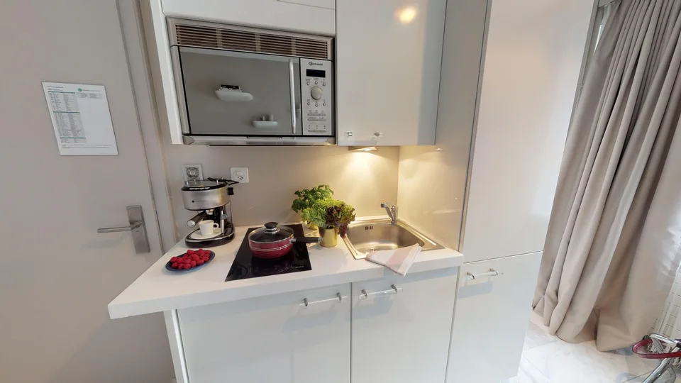Studio Mini, Cucinetta - Appartamento arredato con pulizia settimanale inclusa