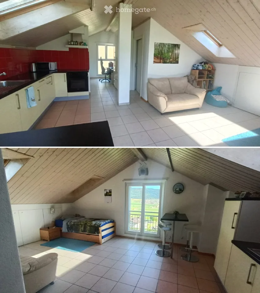 Charmant studio de 1.5 pièces avec vue panoramique à Chézard-Saint-Martin