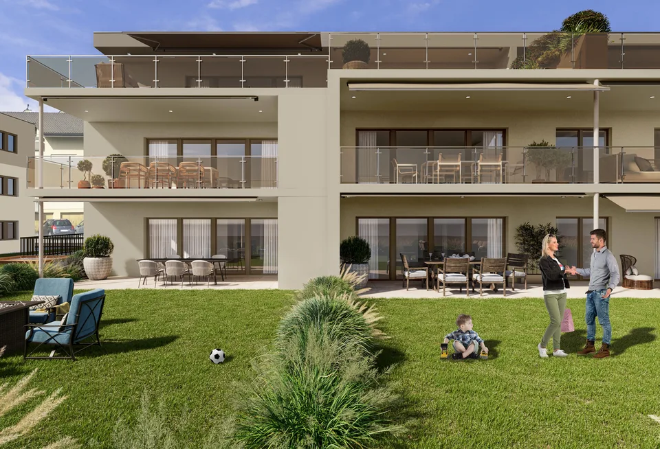 4.5 Z.-Wohnung OG, 125m2 Netto Wohnfläche, 23.5m2 gedeckter Sitzplatz