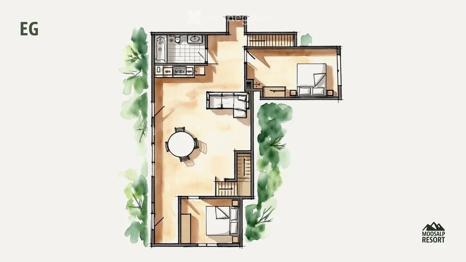 Modern 4.5 room holiday apartment with sauna, large terrace and resort access in Bürchen