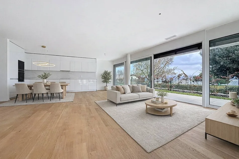 Appartement neuf de 5.5 pièces avec terrasse couverte et jardin