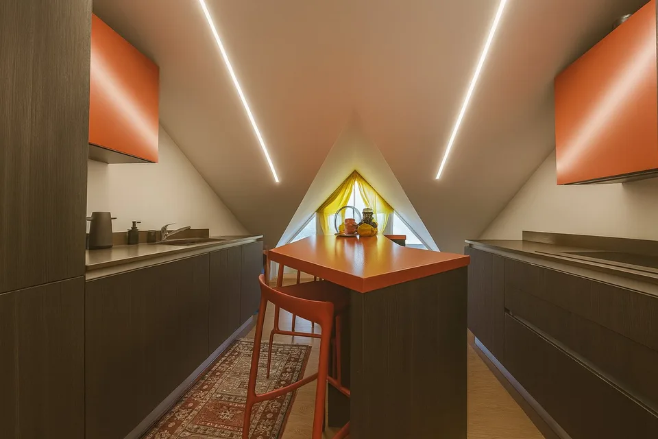 MODERNA MANSARDA DI DESIGN CON VISTA LAGO