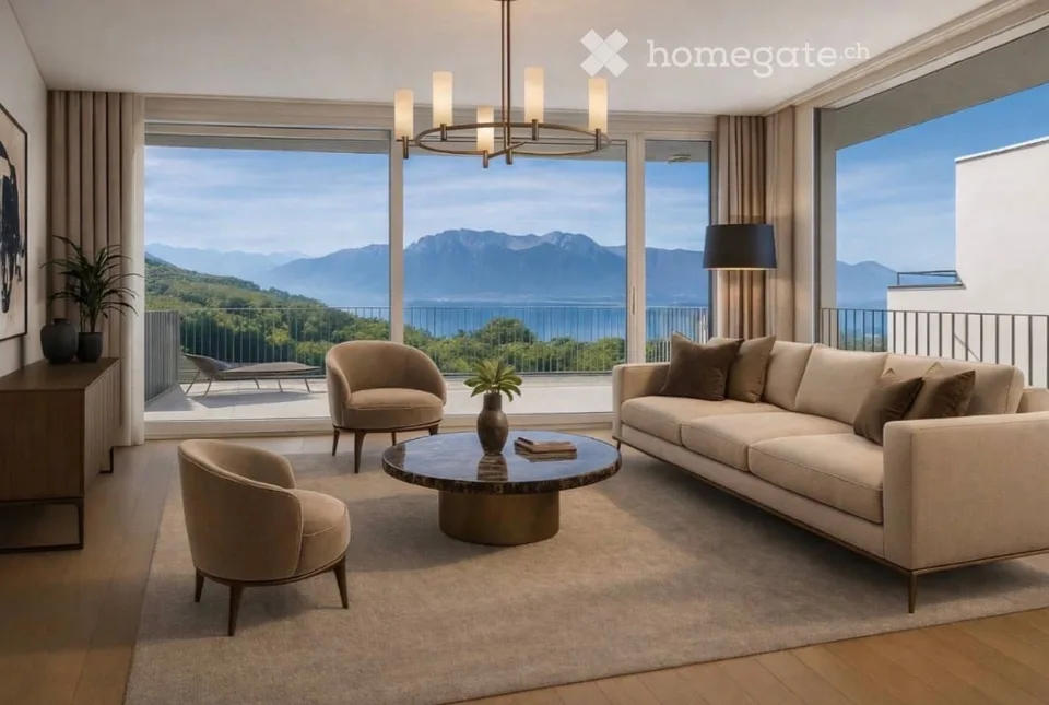 APPARTEMENT D’EXCEPTION AVEC VUE PANORAMIQUE SUR LE LAC ET LES ALPES