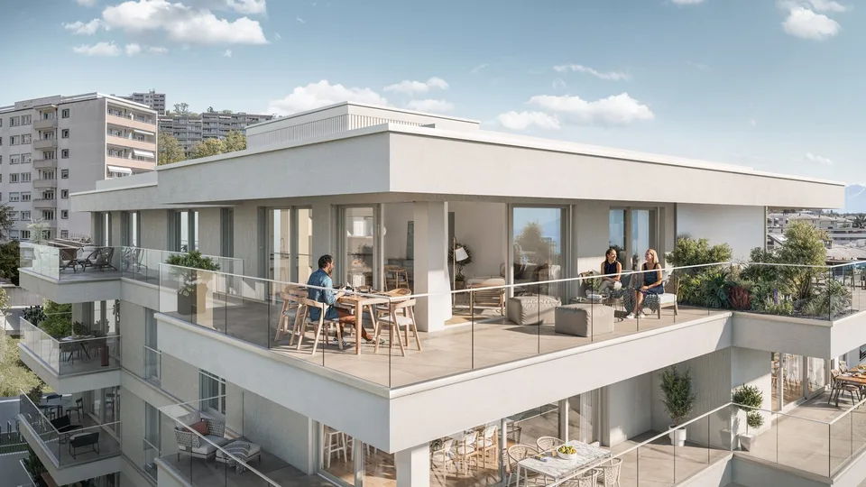 AUX PORTES DE LAUSANNE  — Appartement NEUF de 4.5 pièces  · Terrasse et jardin
