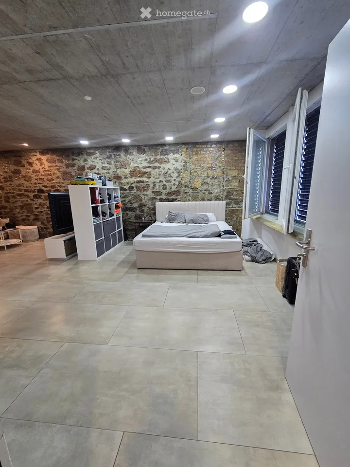 Loft moderno 1.5 locali con muri in pietra naturale & isola cucina