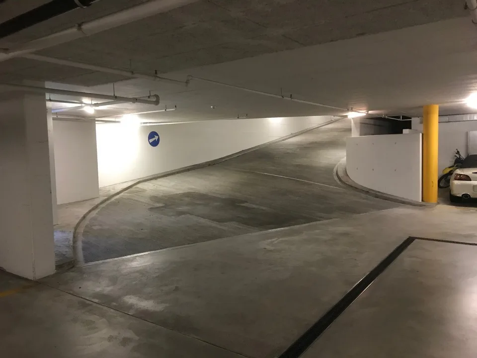 Parking spaces in closed underground garage