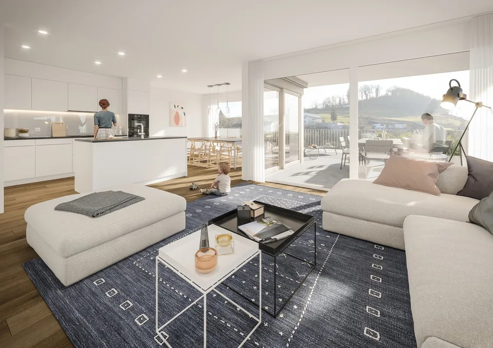 Moderne Gartenwohnung mit 23.5 m² Sitzplatz und privatem Garten