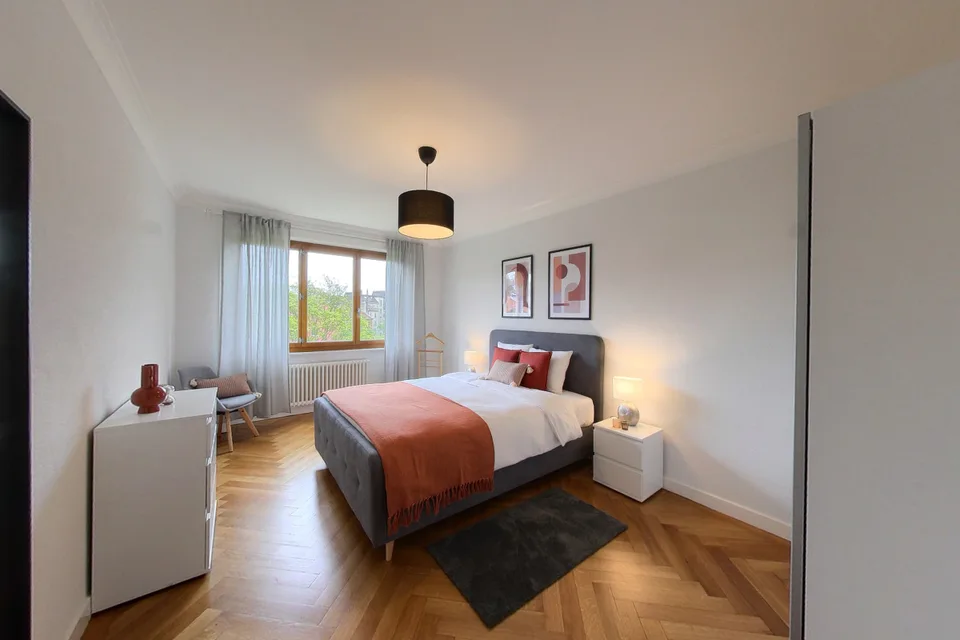 Spacious 2-Bedroom Furnished Apartment with Balcony and River Views in Geneva