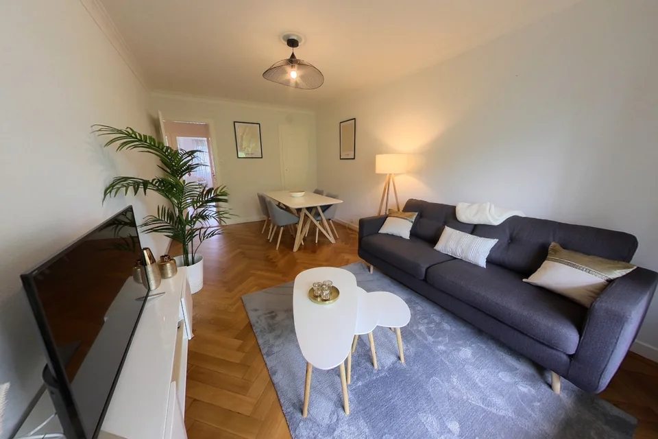 Appartement spacieux 2 chambres meublé avec balcon et vue sur la rivière à Genève
