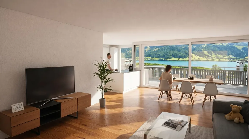 3.5-Zimmer-Attika-Wohnung mit Seesicht in Euthal - lichtvoll