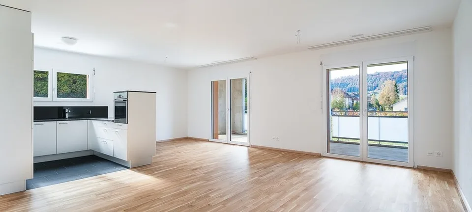 Modern apartment with a green view
