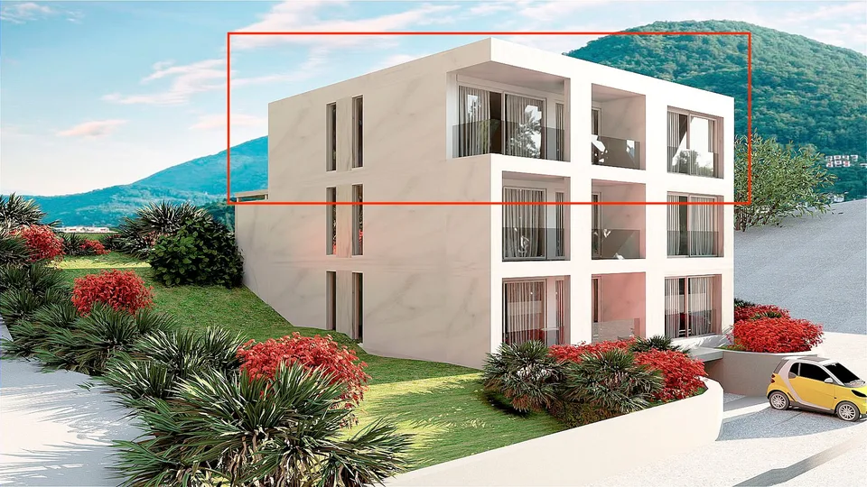 Moderno attico 3.5 locali con terrazze vista lago/monti prima locazione
