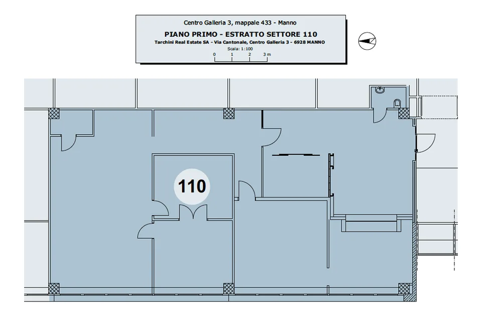 LUGANO NORD/MANNO - GRAND ET LUMINEUX BUREAU DE 233 M² À LOUER (REF. 110) – photo 18 sur 19