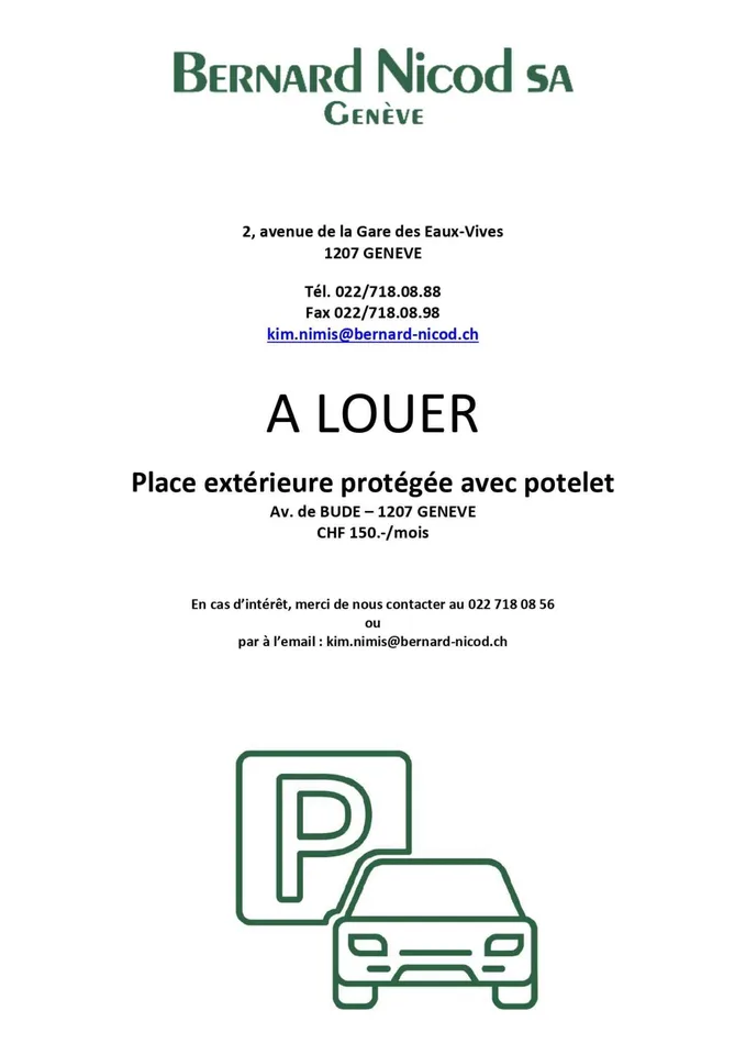 Place de stationnement extérieure avec potelet de protection