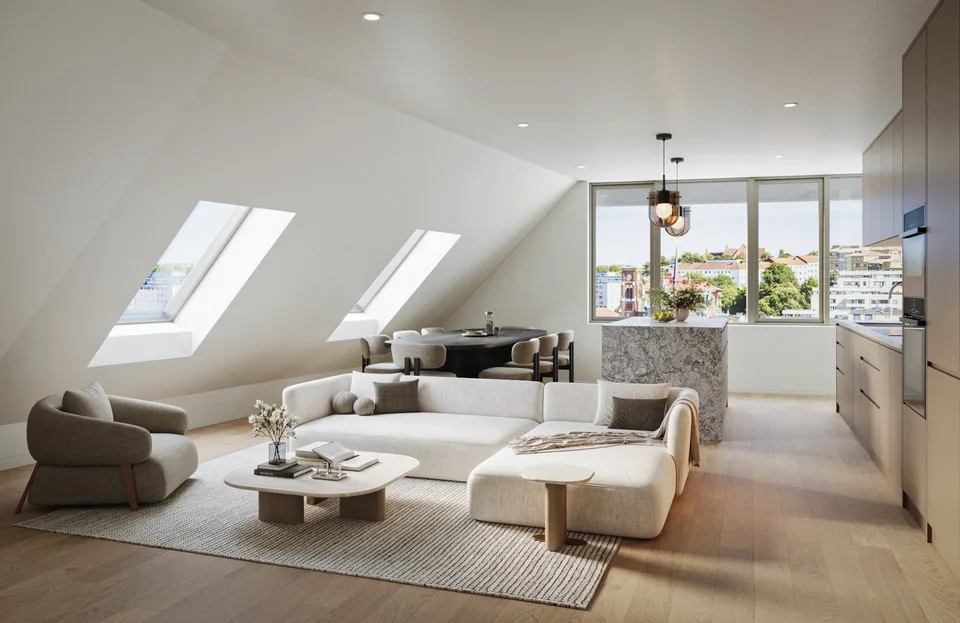 Über den Dächern der Stadt: Stilvolle Topfloor-Wohnung mit Outdoor-Lounge