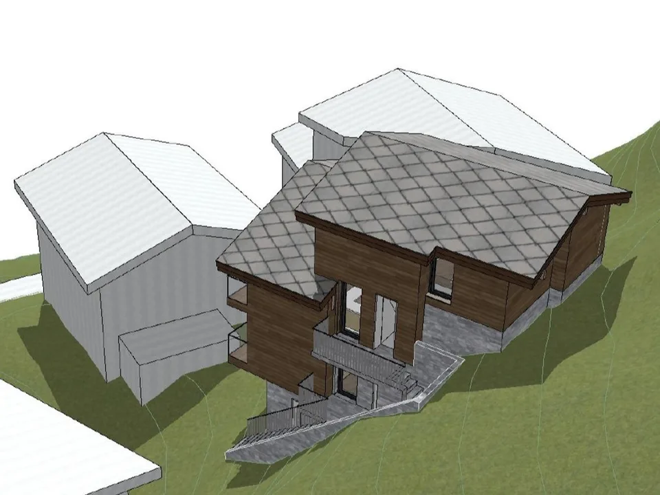 Parcelle de construction ensoleillée avec vue sur les montagnes à Zermatt