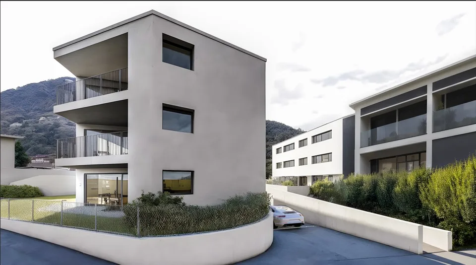 Zwei angrenzende Häuser in der Nähe der neuen Residenza Aurora.