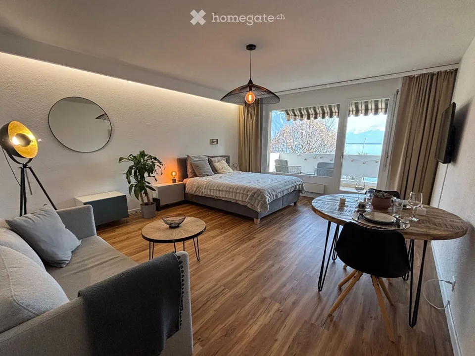 Studio de standing meublé premium au bord du lac à Montreux