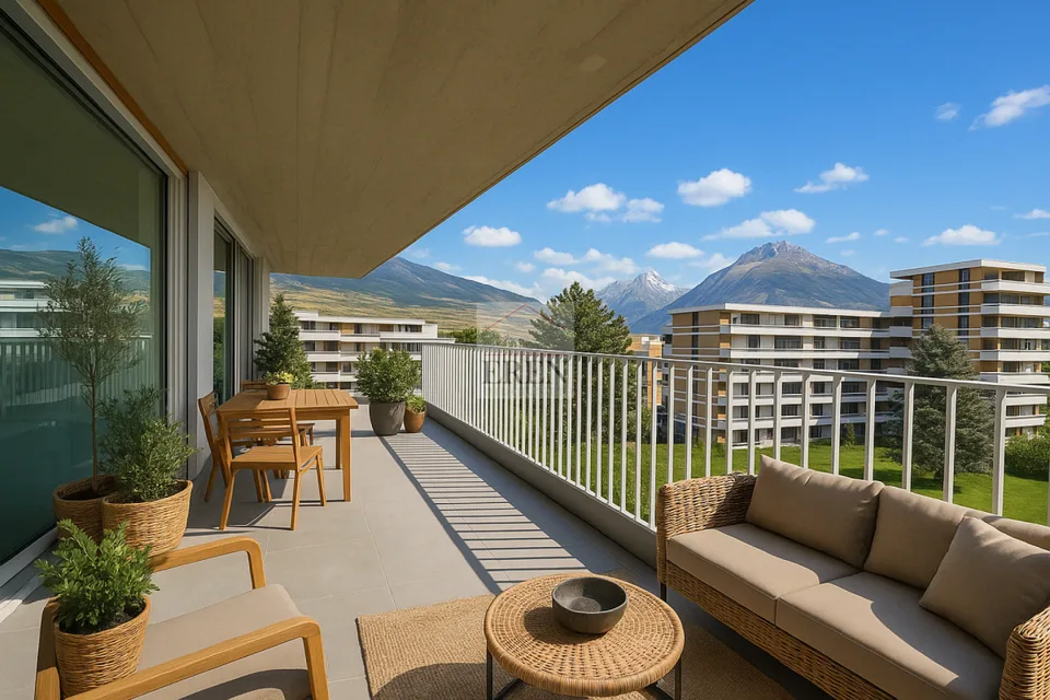 Attico luminoso con 4 locali, balcone-terrazza vitrata di 45m2 e finitura di alta qualità