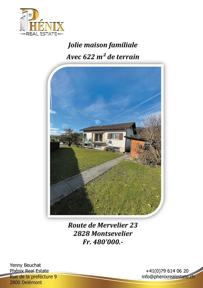 Charmante maison individuelle de 7 pièces à Montsevelier