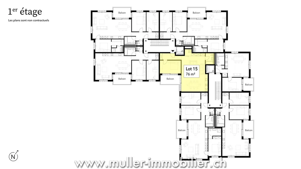 Zweieinhalb-Zimmer-Wohnung mit Balkon und freier Sicht, 5 Minuten von Romont entfernt – Foto 6 von 19