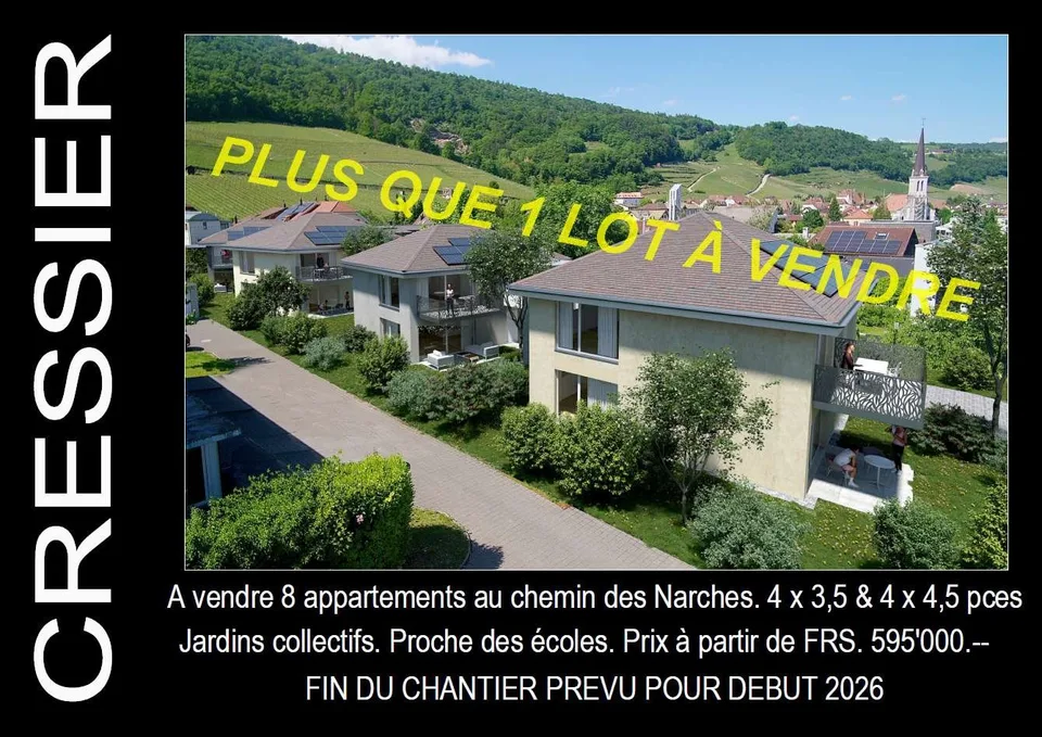 PLUS QUE 1 SEUL LOT EN VENTE - Narches à 2088 Cressier