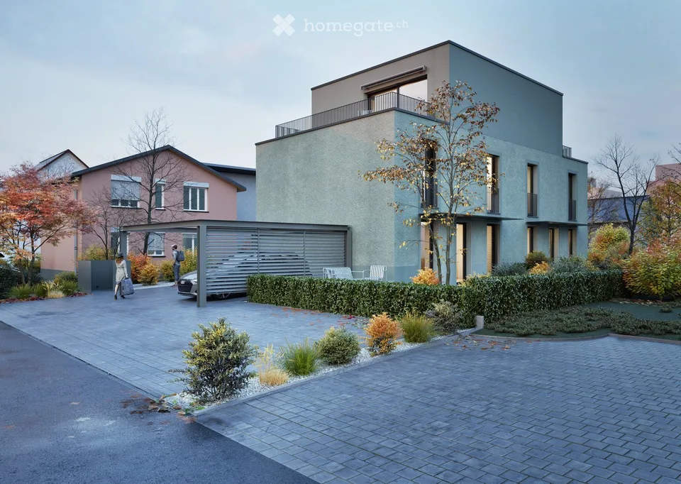 Modernes 5.5-Zimmer-Doppelhaus mit Attika-Terrasse und Garten – Neubau in Oftringen