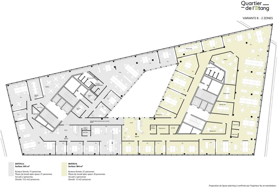 Uffici eccezionali di 904m² nel cuore del Quartiere de l'Étang