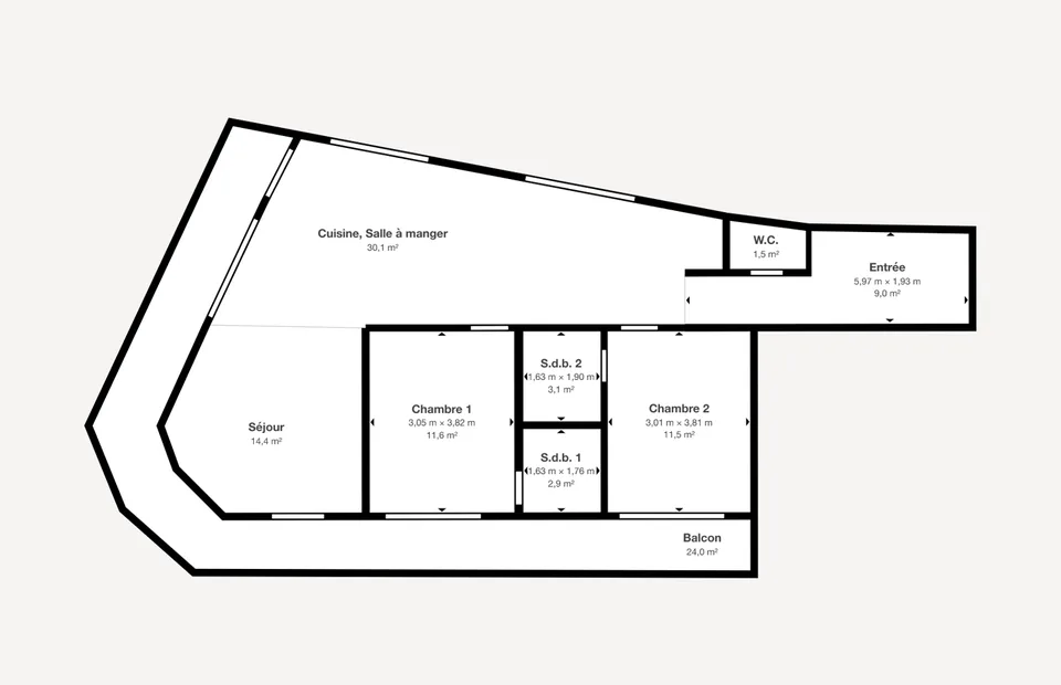 Premium Dachgeschoss-Apartment mit 2 Schlafzimmern und 36 m² Terrasse & Alpenblick – Crissier, Lausanne – Foto 9 von 9