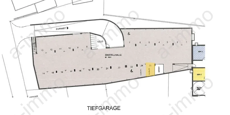 Tiefgaragenparkplatz für Kleinwagen in Reinach zu vermieten